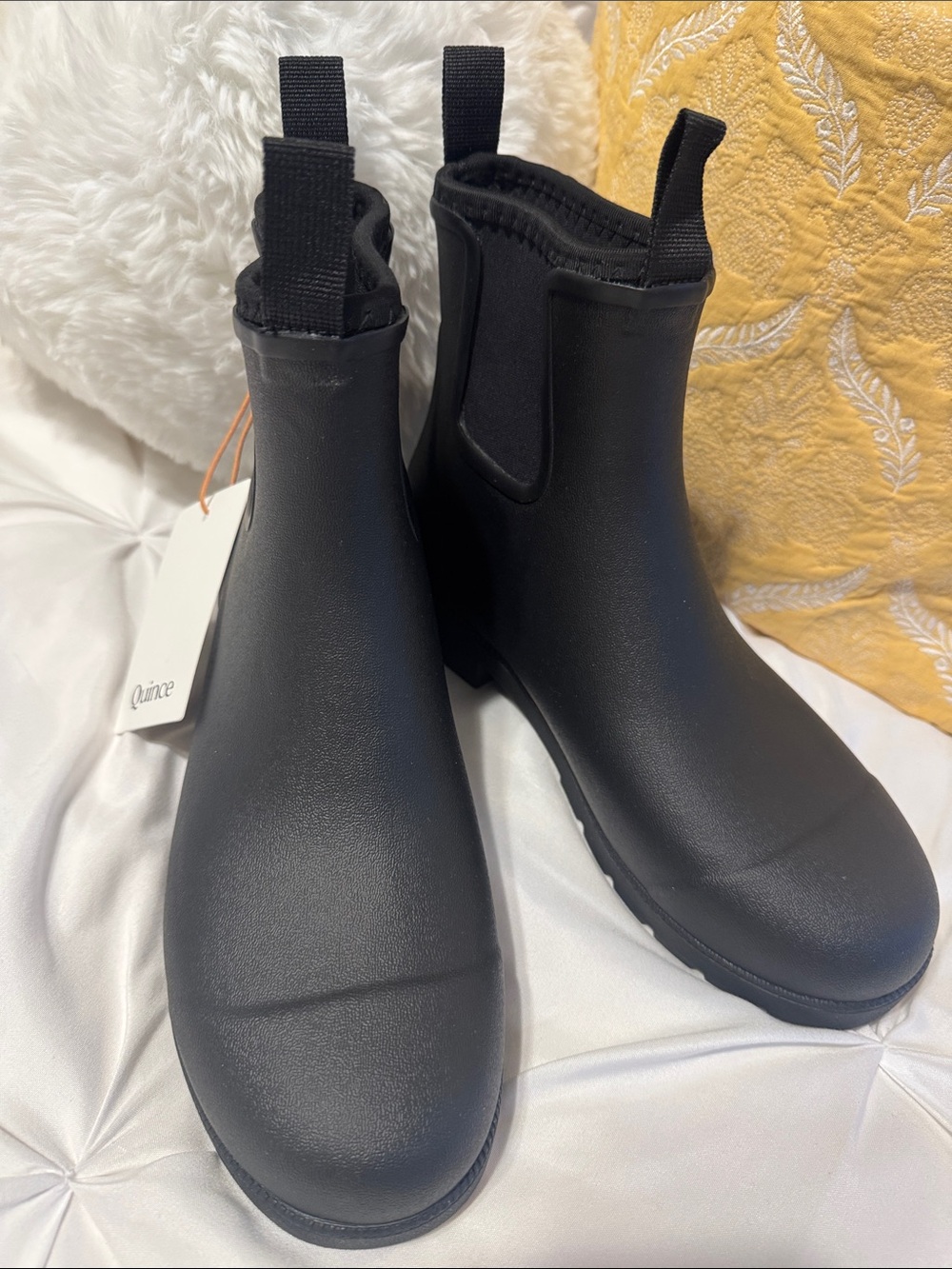NWT Quince Black Chelsea Rain Ankle Boots